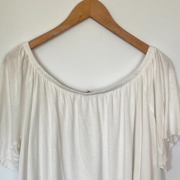 Mango White Off-shoulder Flowy Knit T-shirt Top Blouse - Picture 7 of 8